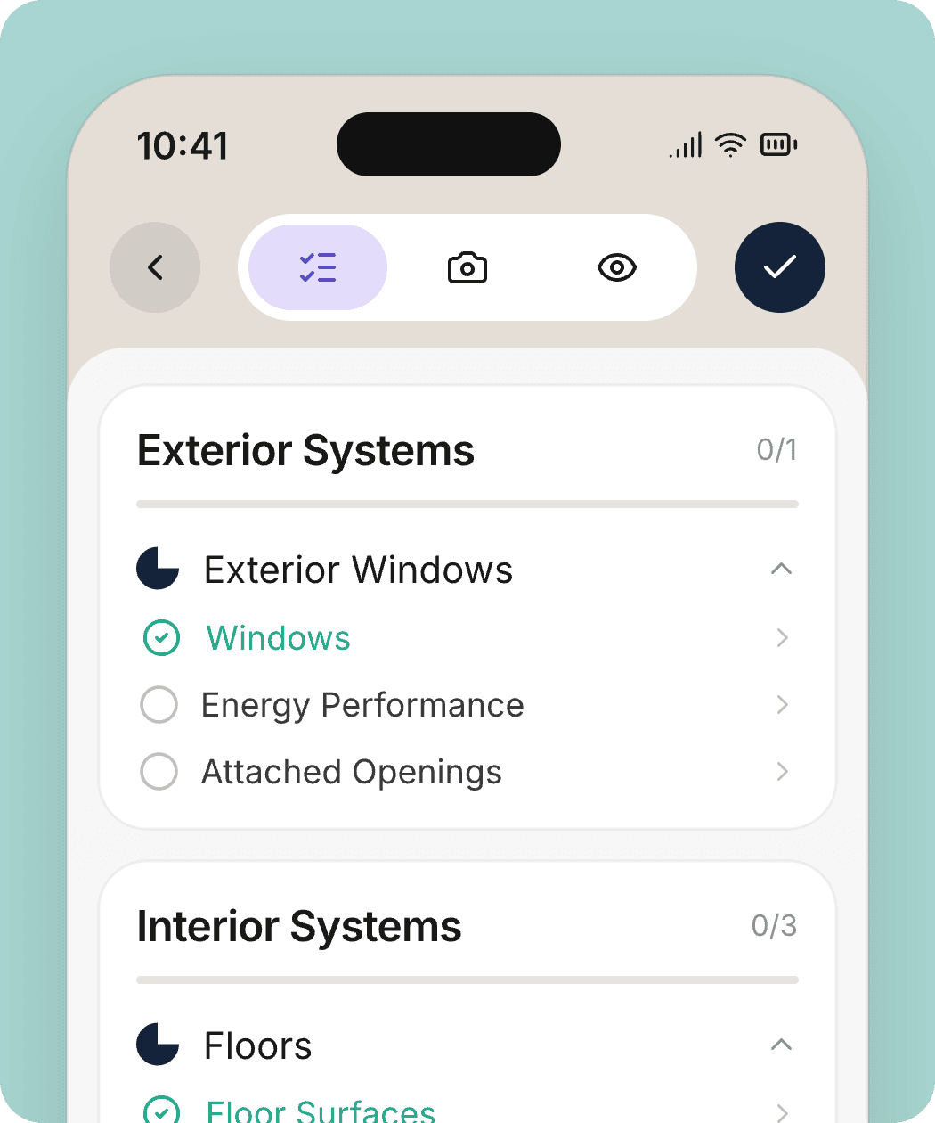 The report checklist on site next to the mobile report your client reads