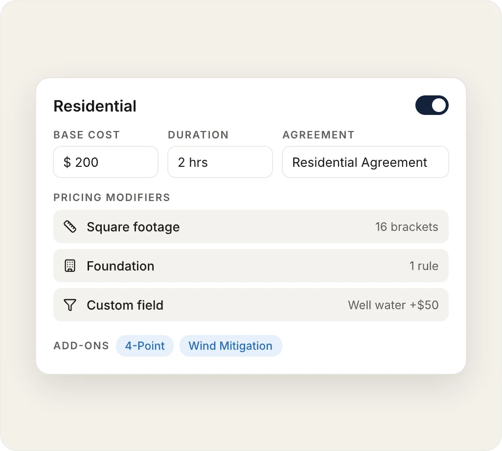 Service pricing rules