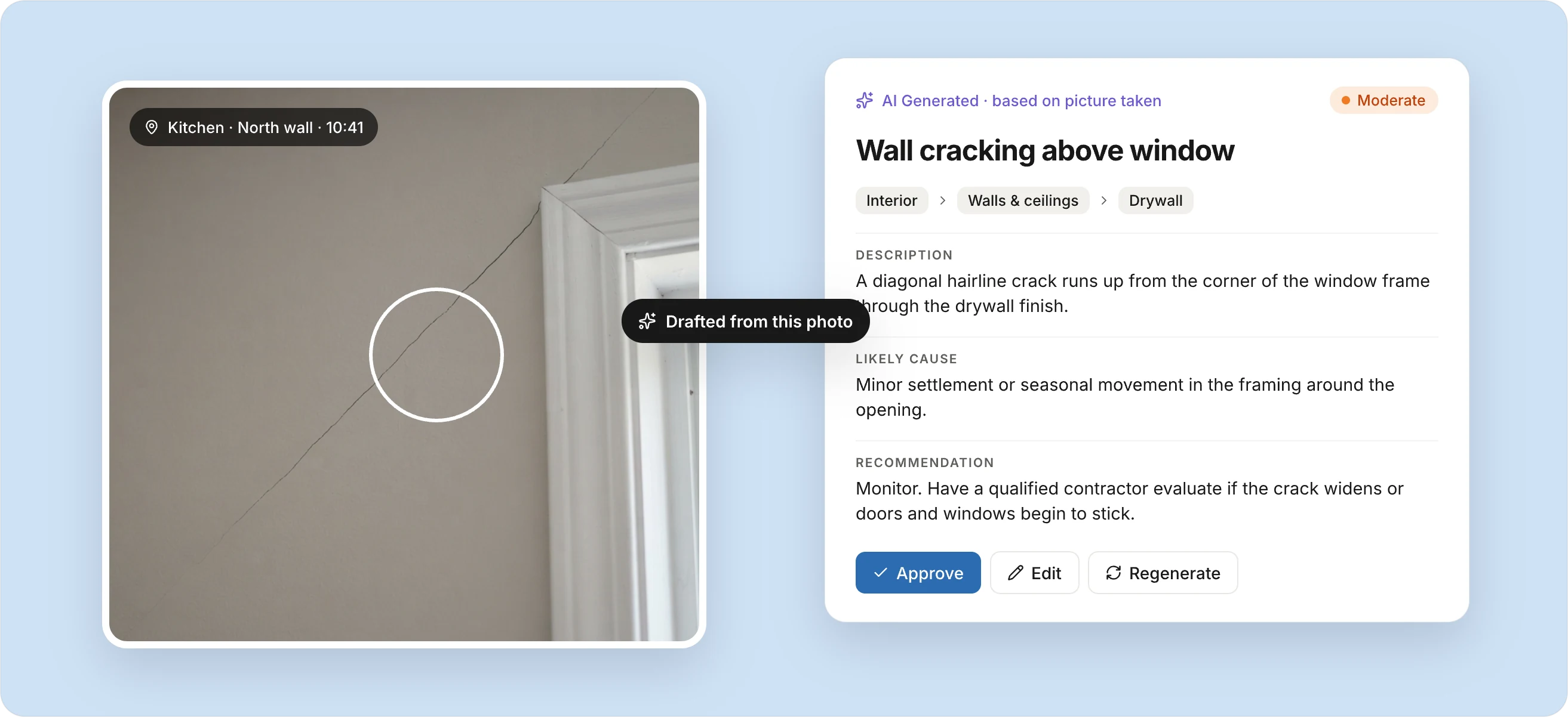Anatomy of a drafted finding, from photo to recommendation