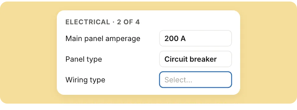 The electrical questions of the 4-Point in a guided form
