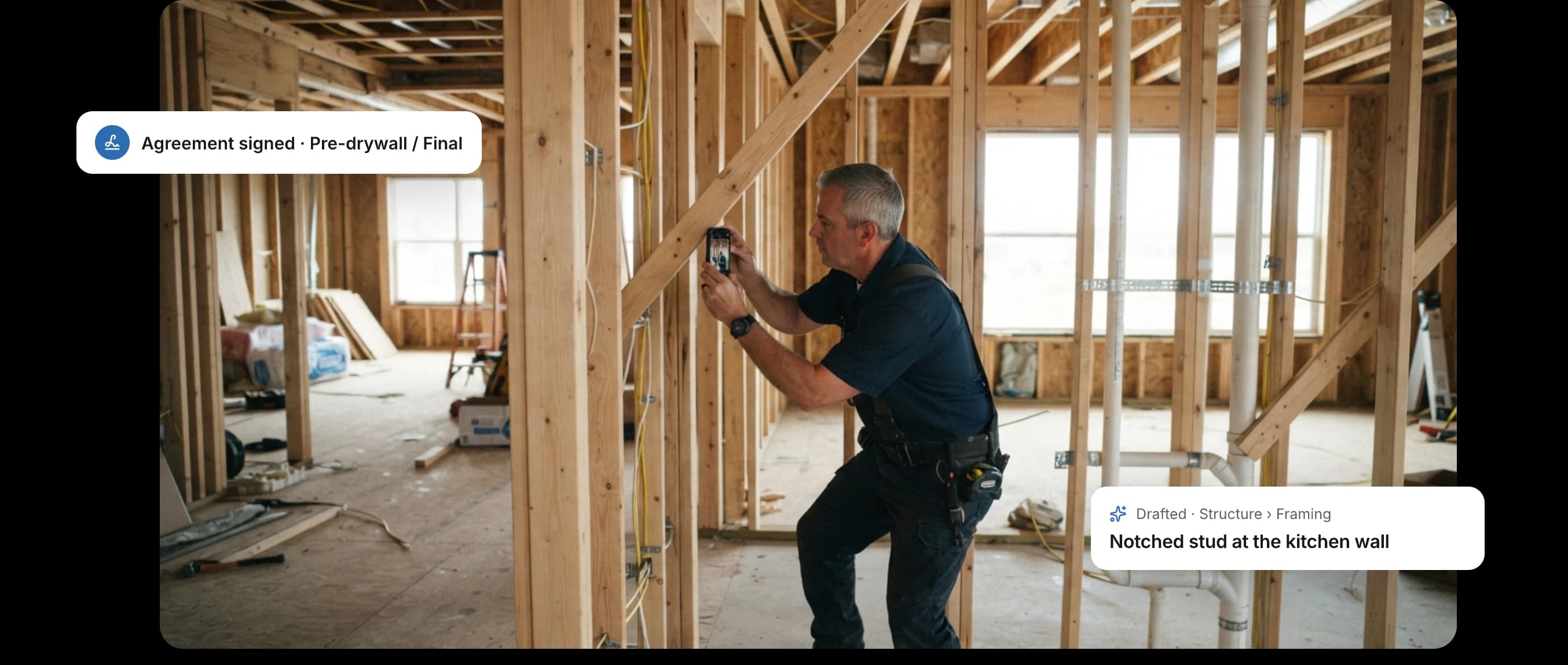A new build at the framing stage